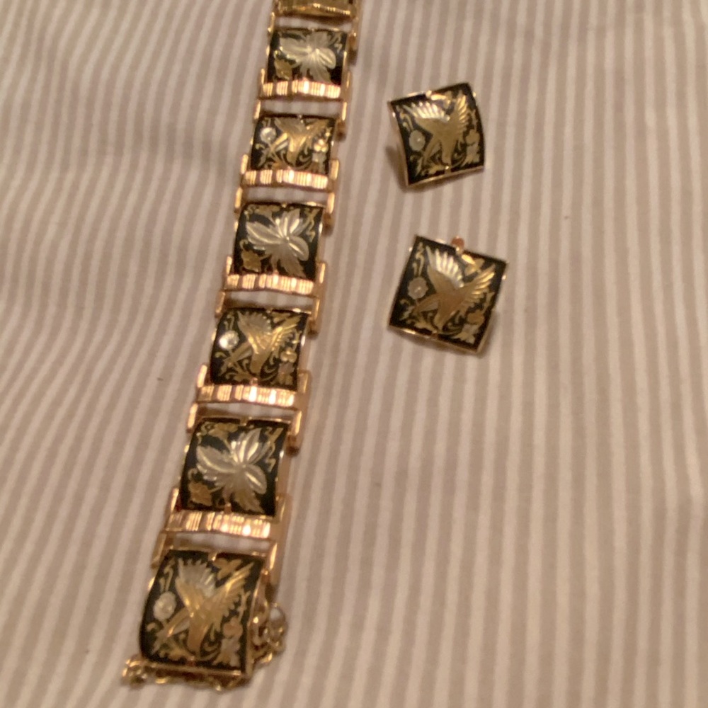 Damascene Bracelet & Earring Set